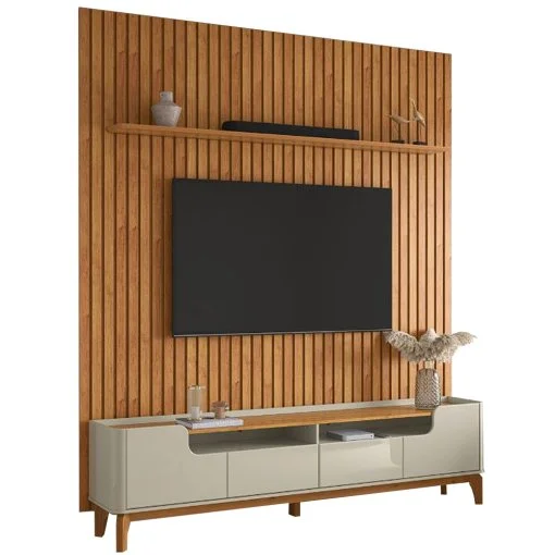 Rack Flip com Painel Supremo 4 Portas para TV até 85 Polegadas Patrimar Off White Cinamomo - Imagem 2