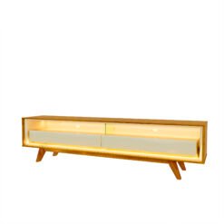 Rack Requinte 212 cm para TV até 65 Polegadas com LED 2 Gavetas Gelius Naturale Off White