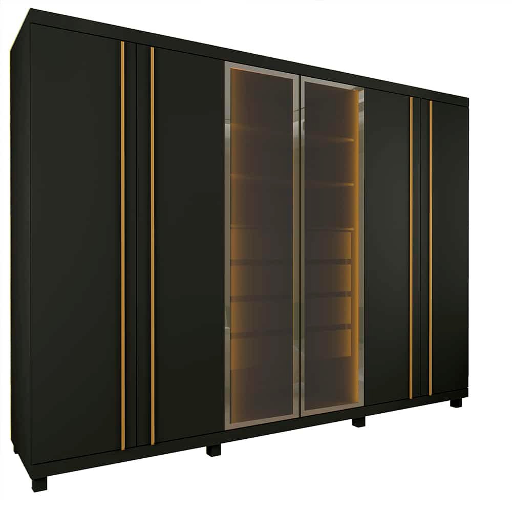 Guarda Roupa Absolute New Casal 6 Portas 4 Gavetas com Vidro Reflecta e LED Gelius - Imagem 6