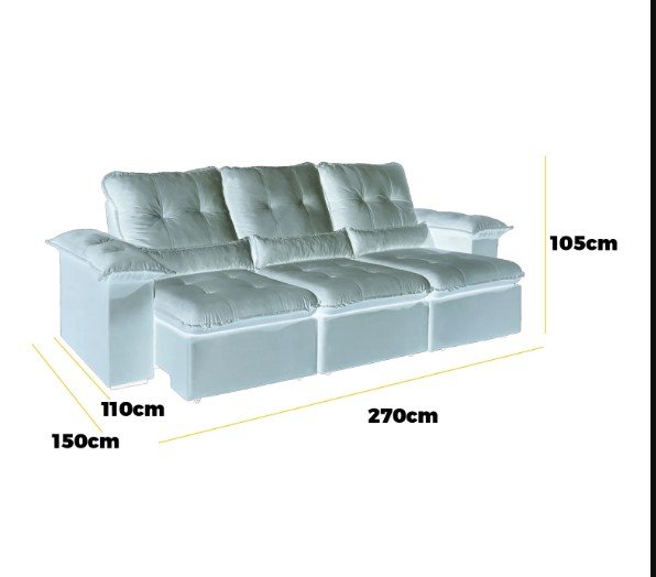 Sofá Arsenal 5 Lugares Retrátil e Reclinável 270cm Tecido Veludo Aifos - Imagem 4