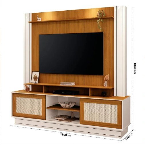 Estante Antares Home para TV até 55 Polegadas 2 Portas EDN Off White Cedro - Imagem 2