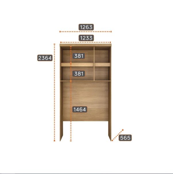 Modulado Guarda Roupa Rizon Aereo Solteiro 3 Portas Novo Horizonte - Imagem 5