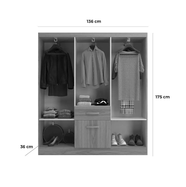 Guarda Roupa New Marbella Casal 7 Portas 1 Gaveta Evidencia - Imagem 2