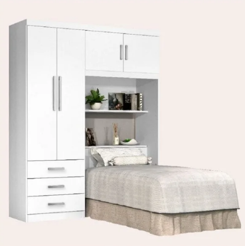 Guarda Roupa Solteiro com Cabeceira Baú México Rudrack