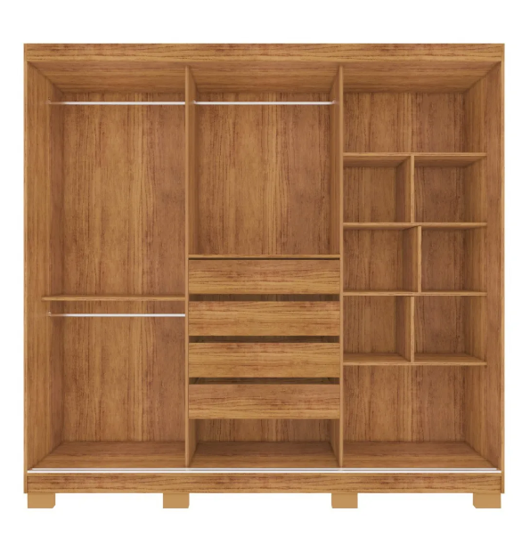 Guarda Roupa Teresópolis Ripado Com Espelho 100% Mdf Cedro - Rud Rack - Imagem 3