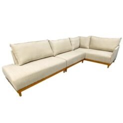 Sofá de Canto Eros em Suede 7 Lugares Com Chaise Luxury Bege