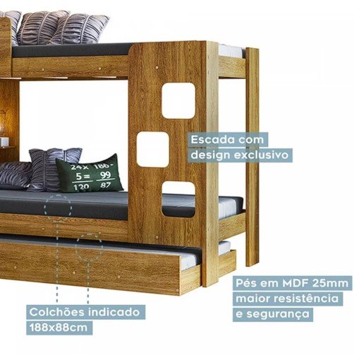Treliche Vegas para Colchão 188×88 com Prateleira Tigus - Imagem 4