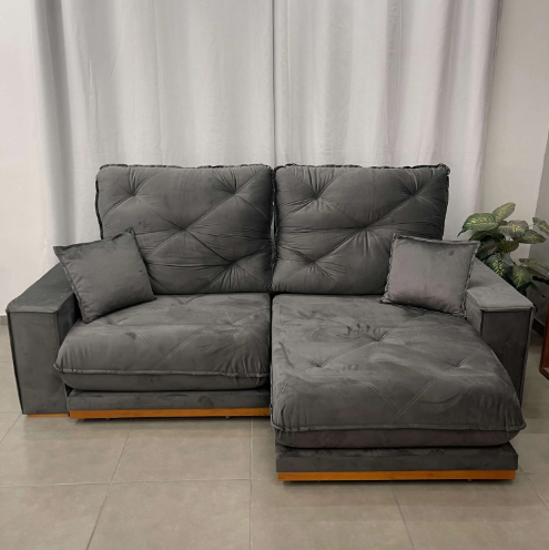 Sofá Munique 4 Lugares Retrátil e Reclinável 250cm Tecido Veludo Boareto - Imagem 5