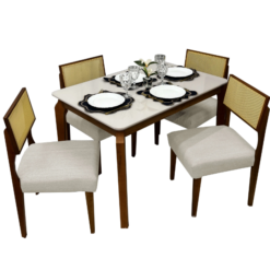 Mesa Alegra 120×80 COM Vidro Com Cadeiras Grecia