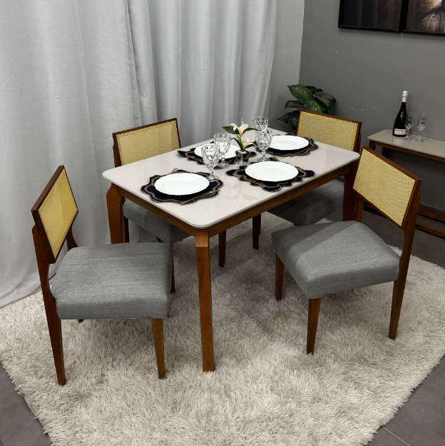 Mesa Alegra 120×80 COM Vidro Com Cadeiras Grecia - Imagem 4