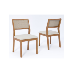 Kit 2 Cadeiras Oiti Natuame Madeira Tauri Tecido Linho Cimol