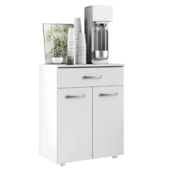 Armário Balcão Para Cozinha Multiuso 2 Portas 1 Gaveta Duna Branco