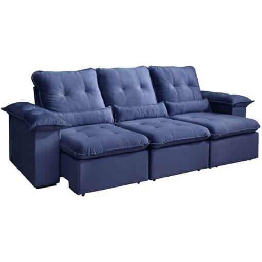 Sofá Arsenal 5 Lugares Retrátil e Reclinável 270cm Tecido Veludo Aifos - Imagem 2