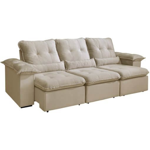 Sofá Arsenal 5 Lugares Retrátil e Reclinável 270cm Tecido Veludo Aifos