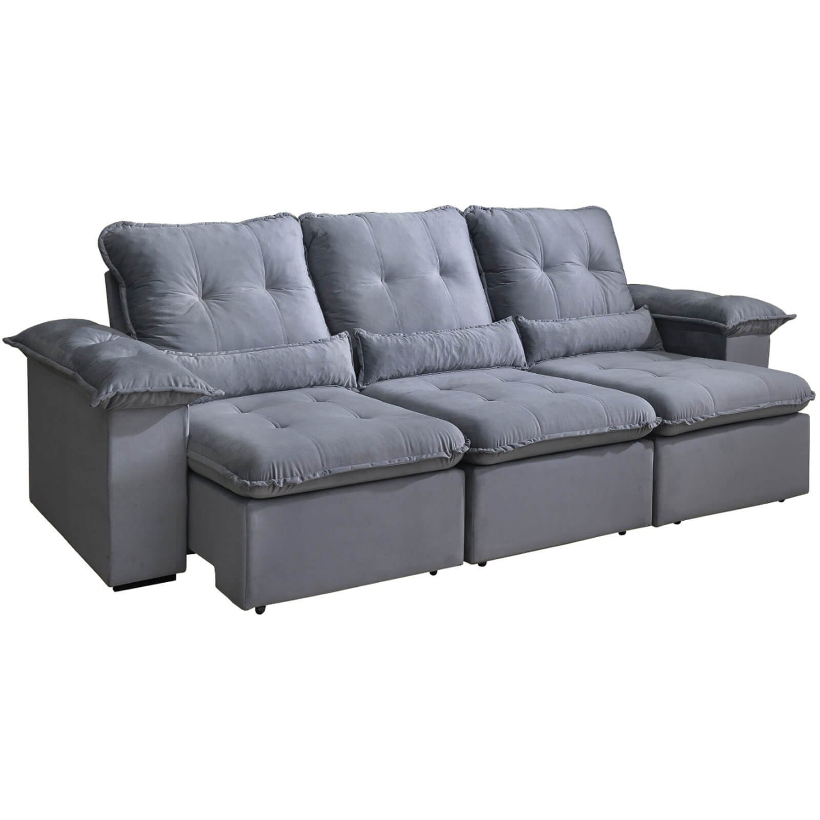 Sofá Arsenal 5 Lugares Retrátil e Reclinável 270cm Tecido Veludo Aifos - Imagem 5