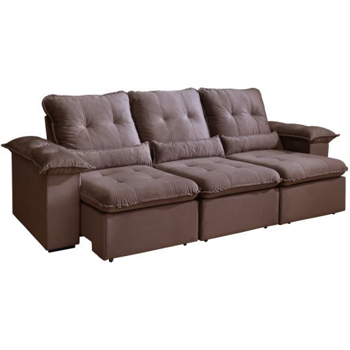 Sofá Arsenal 5 Lugares Retrátil e Reclinável 270cm Tecido Veludo Aifos - Imagem 6