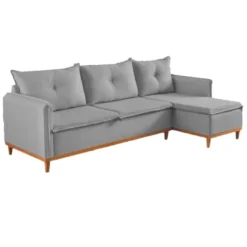 Sofá Orlando 4 Lugares com Chaise Tecido Linho 240cm Boareto
