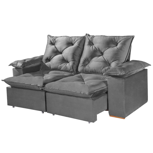 Sofá Porto Madero 4 Lugares Retrátil e Reclinável 230cm Tecido Veludo Imperial Decor