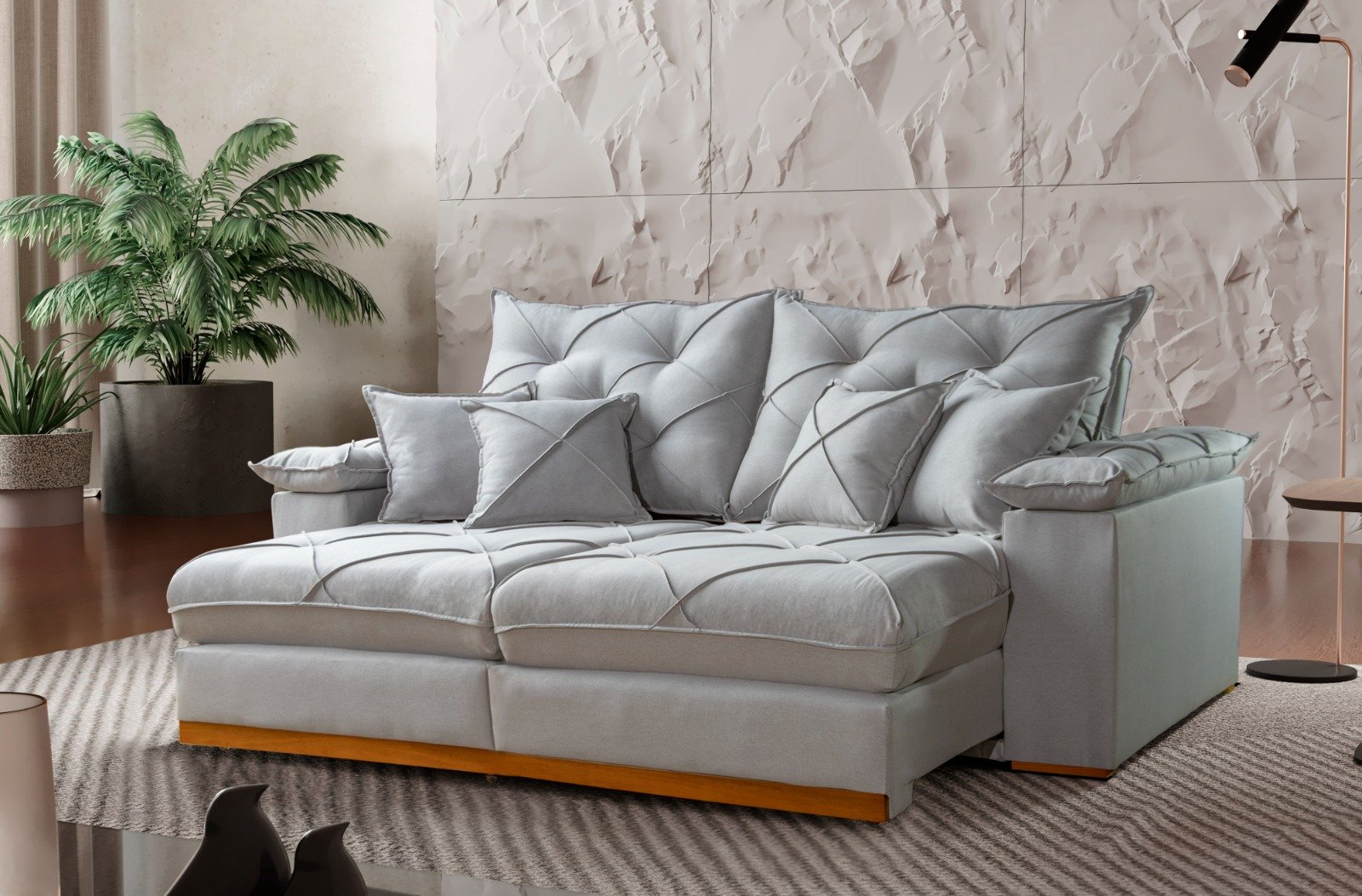 Sofá Gran Plus Com Molas Ensacadas 4 Lugares Retrátil e Reclinável 230cm Império - Imagem 2