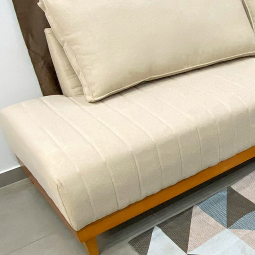 Sofá de Canto Eros em Linho 7 Lugares Com Chaise Luxury Bege - Imagem 2