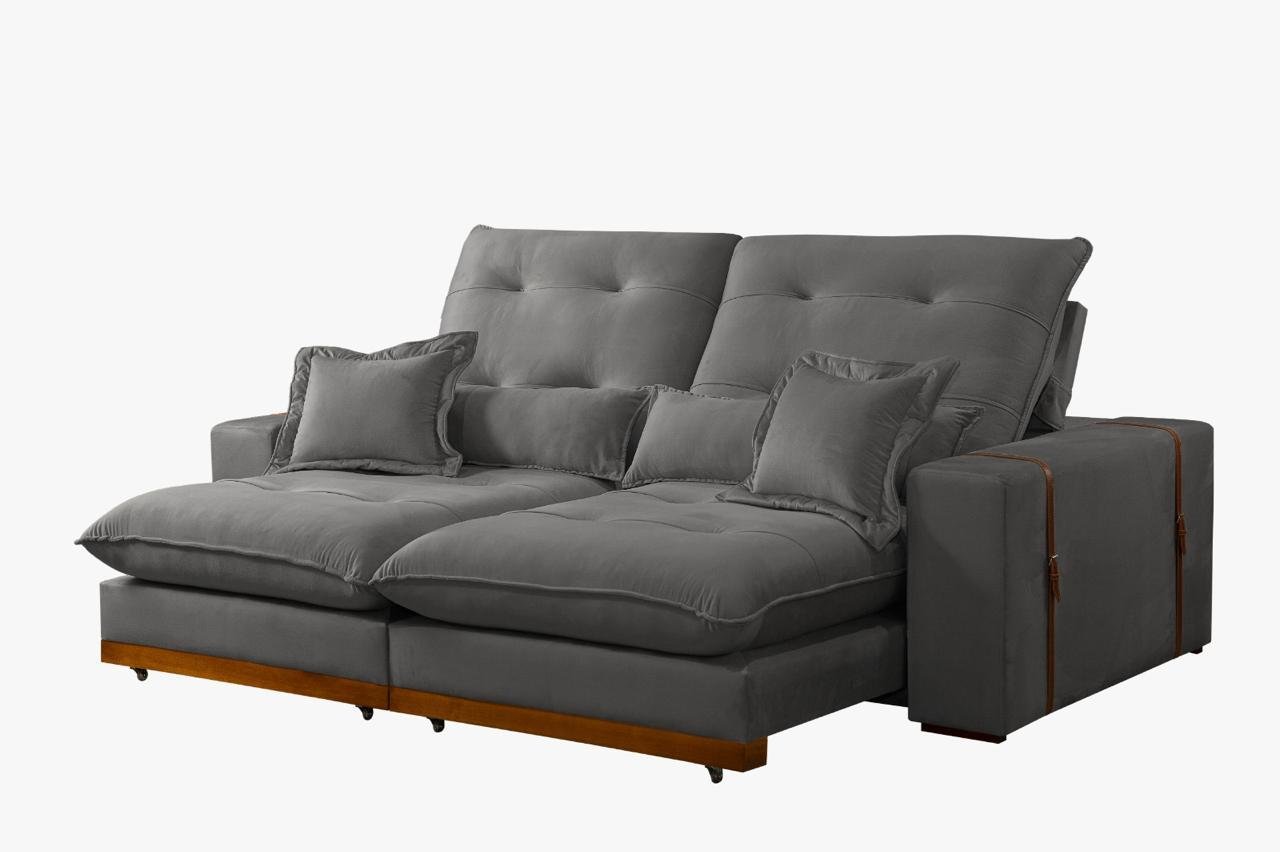 Sofá Toronto 4 Lugares Retrátil e Reclinável Veludo 250cm Di Vitrine - Imagem 5