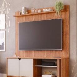 Rack com Painel Volpi para TV até 55 Polegadas 2 Portas Permobili Cinamomo Off White