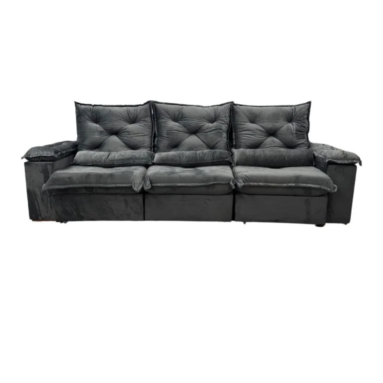 Sofá Porto Madero 5 Lugares Retrátil e Reclinável 270cm Tecido Veludo Imperial Decor