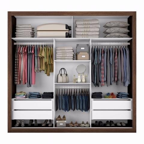 Guarda Roupa Casal Bahia 3 Portas de Correr e 4 Gavetas Branco - Imagem 2