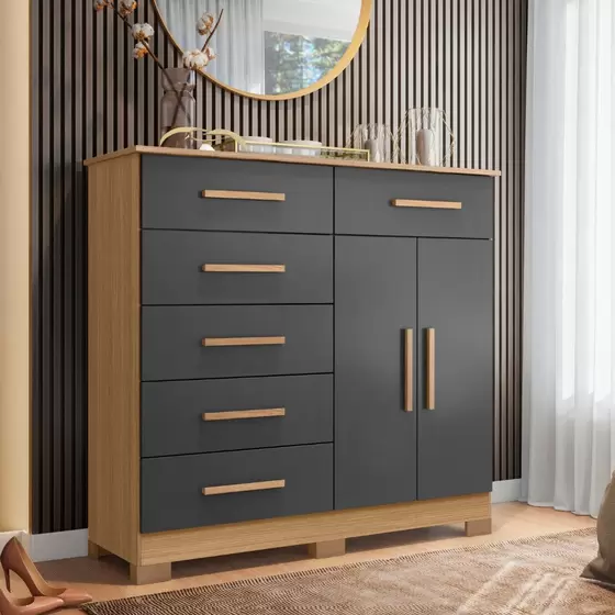 Cômoda Xangai 2 Portas 6 Gavetas Albatroz - Imagem 2