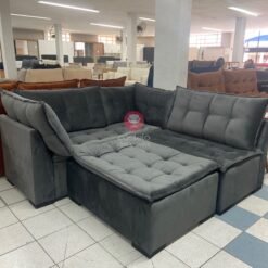 Sofá de Canto com Puff 5 Lugares Saturno 186cm x 186cm