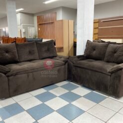 Conjunto Sofá 2 e 3 Lugares Tecido Suede  Liones