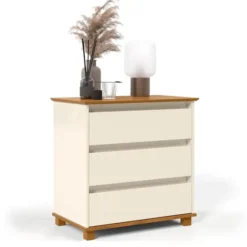 Mesa de Cabeceira Mini Cômoda Off White Freijó Ej