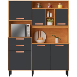 Kit de Cozinha Nápoles 6 Portas 2 Gavetas Itatiaia Cinamomo Grafite