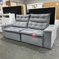 Sofá Carioca Retrátil E Reclinável 4 Lugares 230cm Tecido Veludo